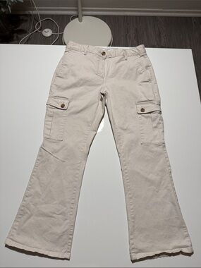 Banana Republic Women's Cargo Pants Size 4 Beige  Flare Leg 30" Authentic Chino